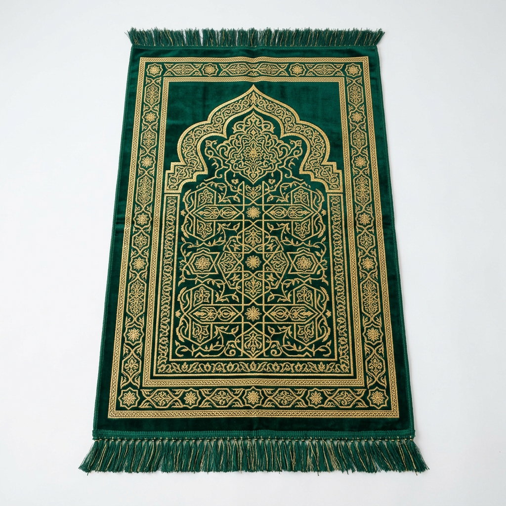 Premium Velvet Emerald Janamaz (Prayer Mat)