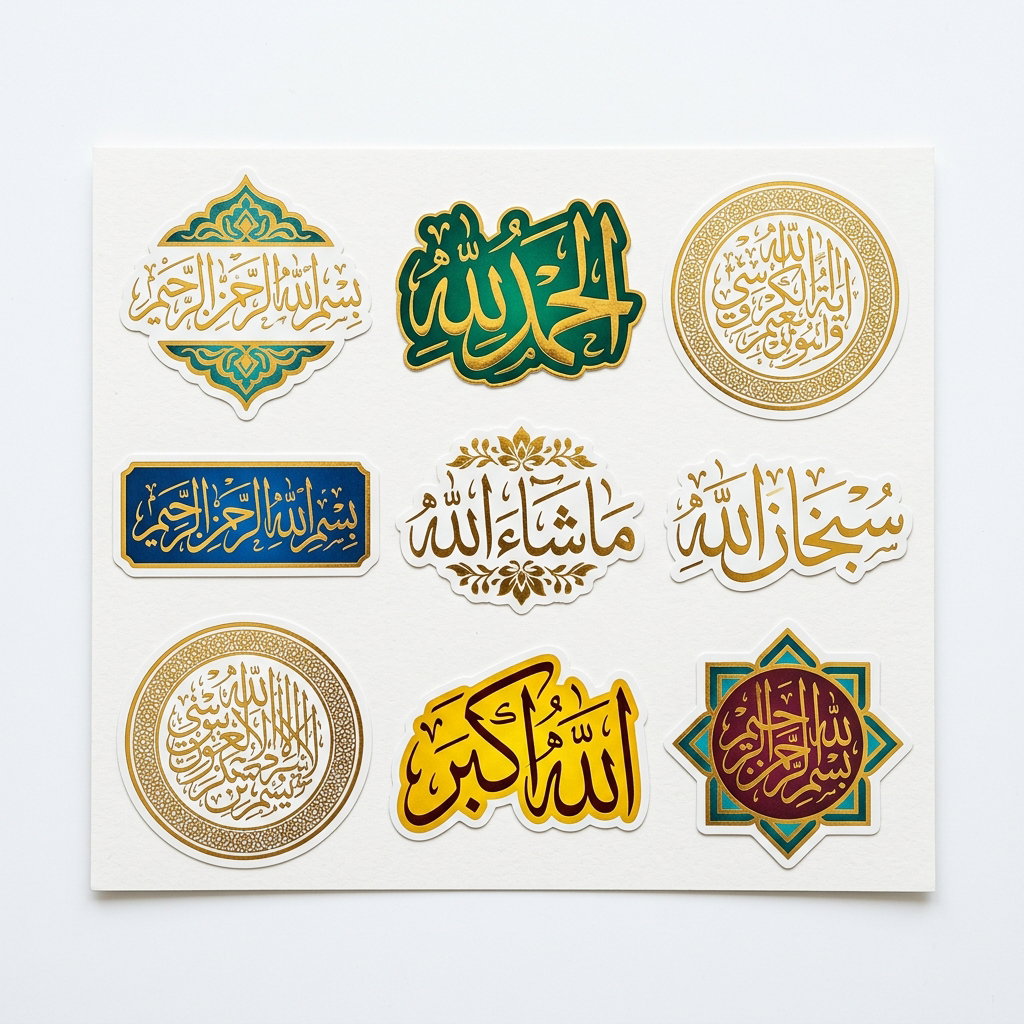 Gold Foil Islamic Calligraphy Stickers Pack (Pack of 50)